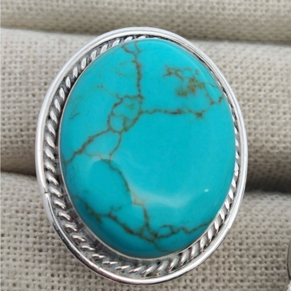 Jewelry - Southwest Sterling Silver Big Turquoise Ring Sz 10 20 G